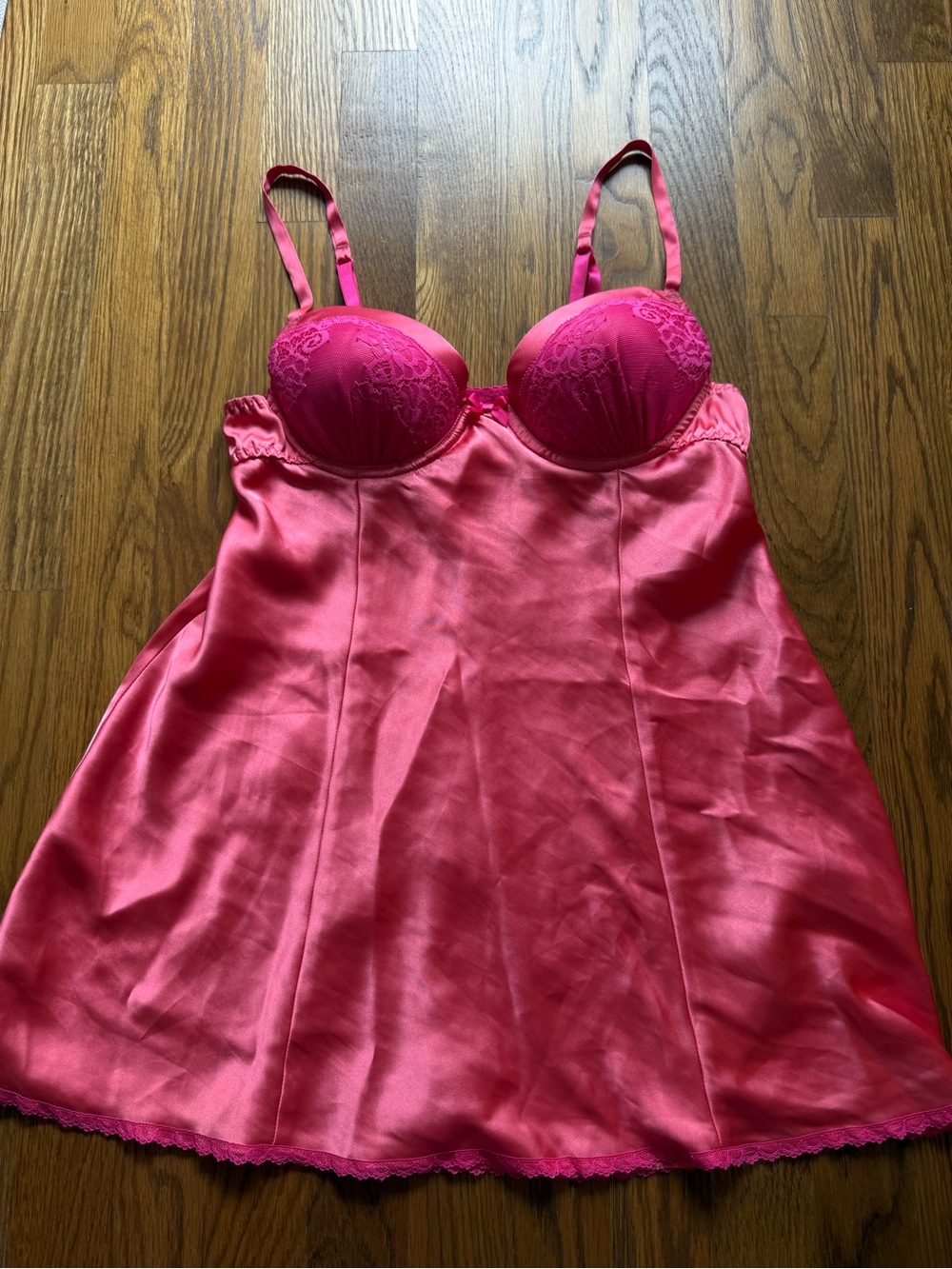 Hot Pink Lace-Trim Chemise Nightdress